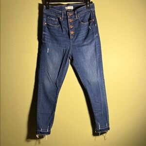 LOFT High Rise Skinny Crop Jeans with Button Accents 8